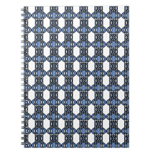 Mod Retro Blue Abstract Scarab Pattern Notebook