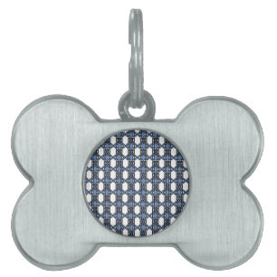 Mod Retro Blue Abstract Scarab Pattern Pet Name Tag