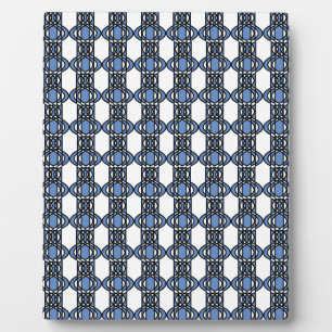 Mod Retro Blue Abstract Scarab Pattern Plaque