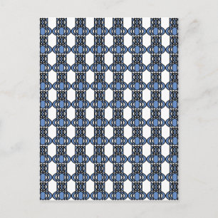 Mod Retro Blue Abstract Scarab Pattern Postcard