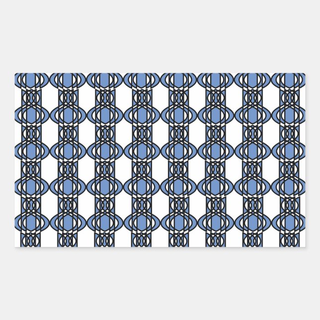 Mod Retro Blue Abstract Scarab Pattern Rectangular Sticker (Front)