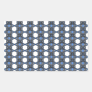Mod Retro Blue Abstract Scarab Pattern Rectangular Sticker