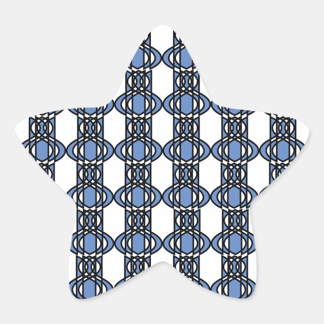 Mod Retro Blue Abstract Scarab Pattern Star Sticker (Front)