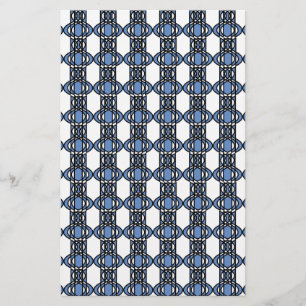 Mod Retro Blue Abstract Scarab Pattern Stationery
