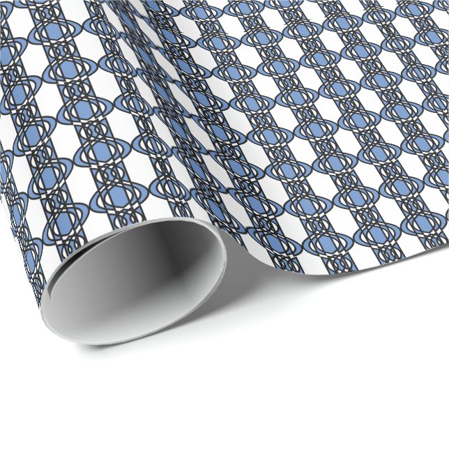 Mod Retro Blue Abstract Scarab Pattern Wrapping Paper (Roll Corner)