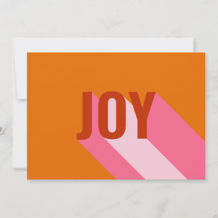 Mod Retro Bright Colourful Pink Orange Joy Photo Holiday Card