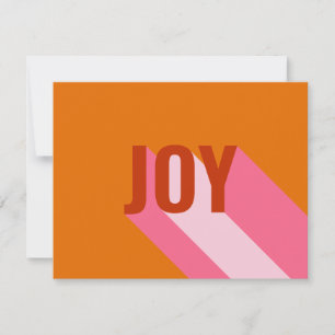 Mod Retro Bright Colourful Pink Orange Joy Photo Holiday Card