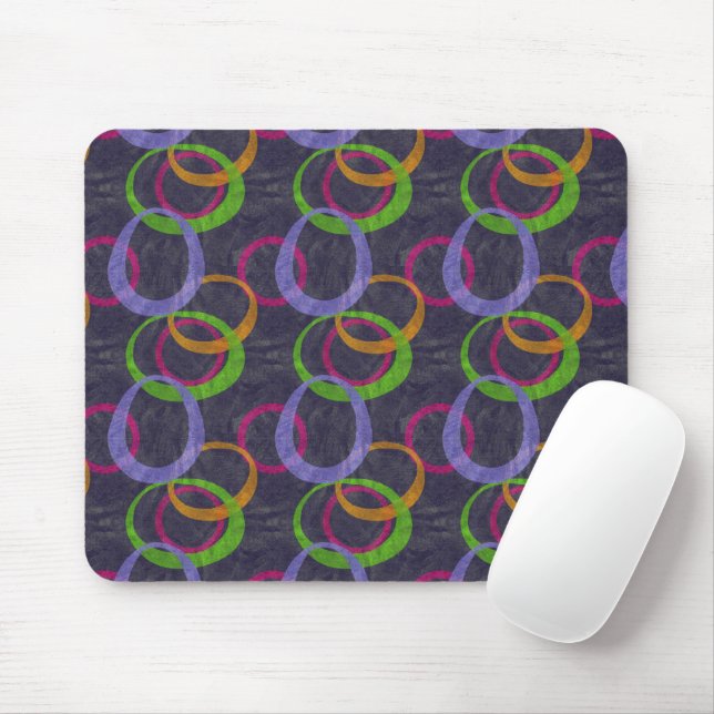 Mod Retro Circles Print  Mouse Mat (With Mouse)