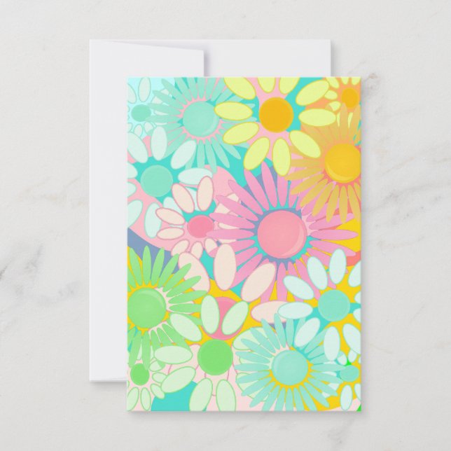 Mod Retro Hip 1960s 1970 Floral Party linvitations Invitation (Front)