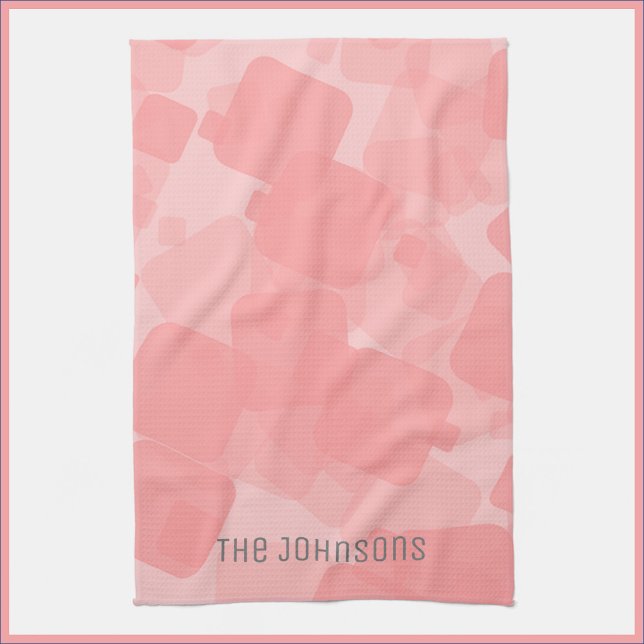 Mod Retro Pink Squares Pattern  Tea Towel (Creator Uploaded)