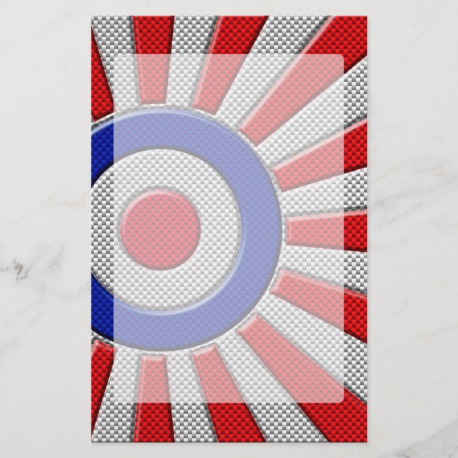 Mod Roundel Asian Sunburst in Carbon Fibre Style Stationery (Front)