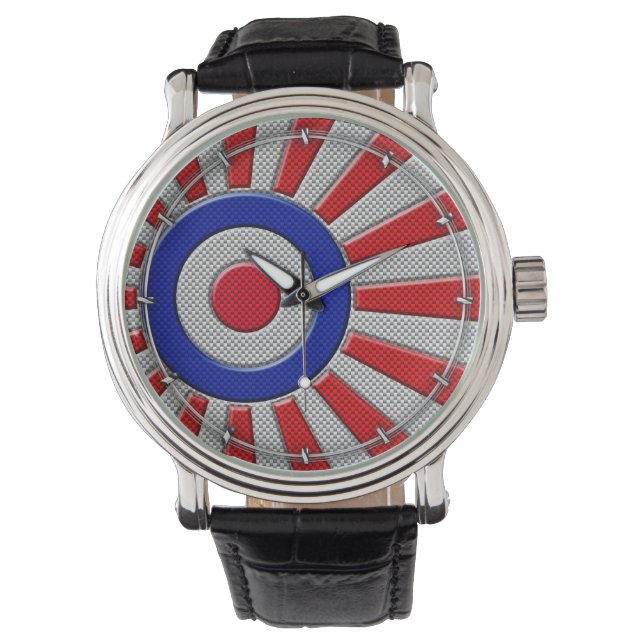 Mod Roundel Asian Sunburst in Carbon Fibre Style Watch (Front)