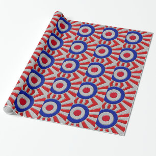 Mod Roundel Asian Sunburst in Carbon Fibre Style Wrapping Paper
