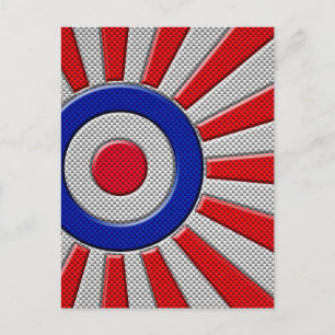 Mod Roundel Sunburst Carbon Fibre Style Postcard