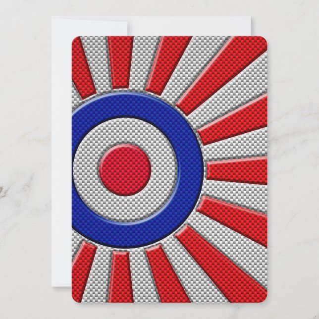 Mod Roundel Sunburst Design in Carbon Fibre Style (Front)