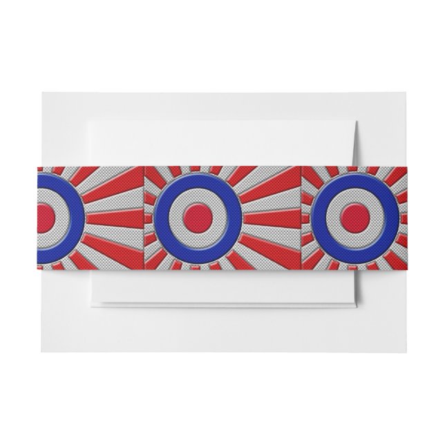 Mod Roundel Sunburst Design in Carbon Fibre Style Invitation Belly Band (Front Example)