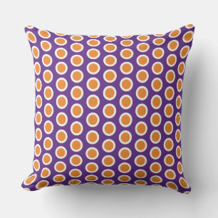 Mod Royal Purple Bold Orange Tiled Geometric Art Cushion