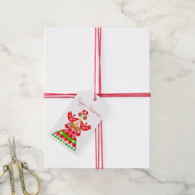 Mod Scandi Holiday Bird Gift tag (With Twine)