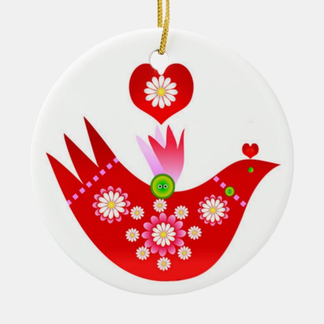 Mod Scandi Holiday Bird Ornament (Front)
