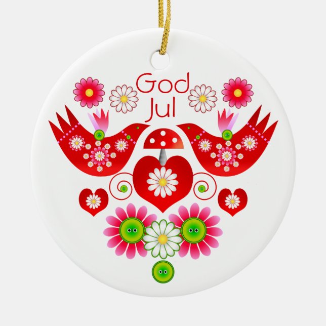 Mod Scandi Holiday Bird Ornament (Front)