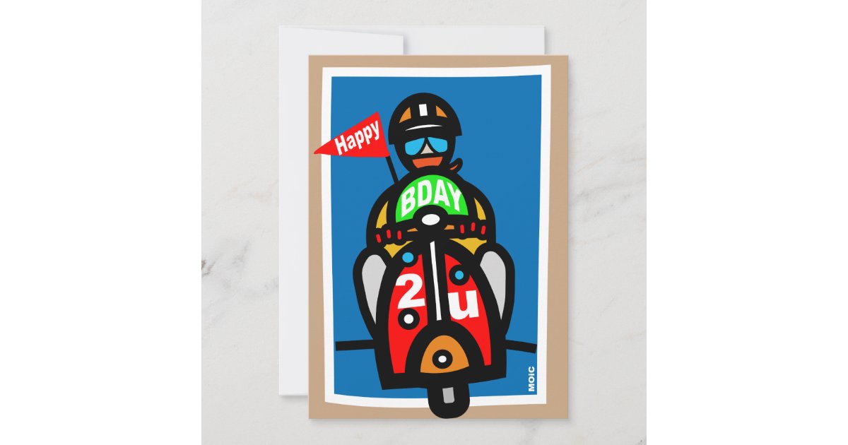Mod Scooter Birthday card Zazzle