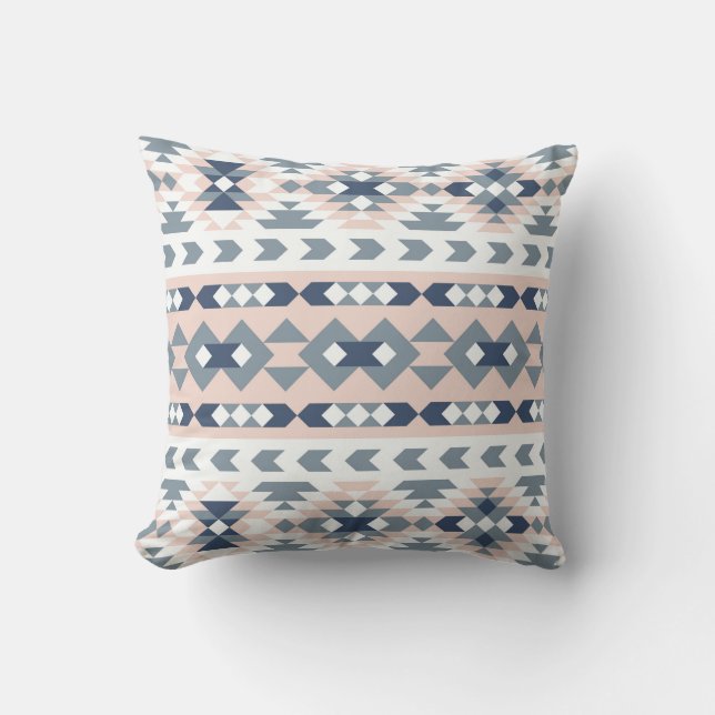 Mod Southwest Geometric Navy Blush Cushion (Front)