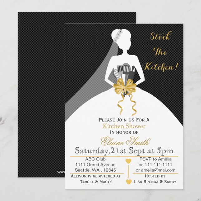 Mod stock the kitchen Bridal shower Invite (Front/Back)