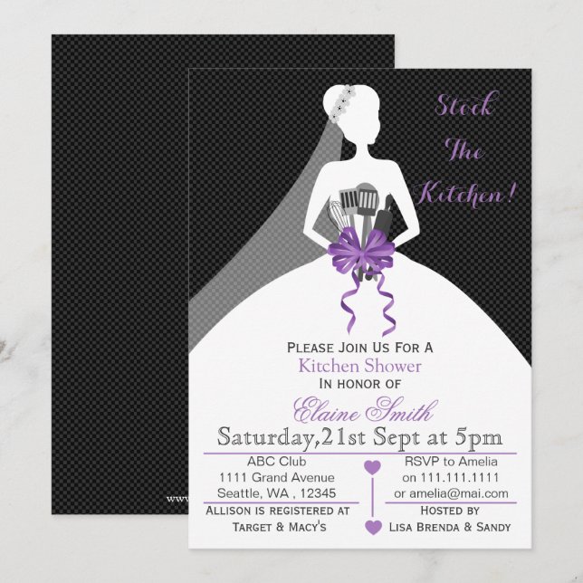 Mod stock the kitchen Bridal shower Invite (Front/Back)