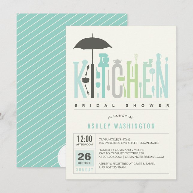 Mod Stock The Kitchen Bridal Shower Party Invite (Front/Back)