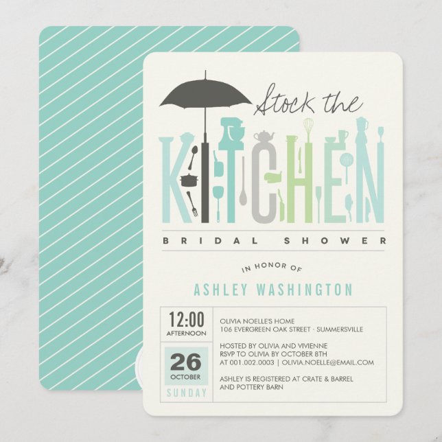 Mod Stock The Kitchen Bridal Shower Party Invite (Front/Back)