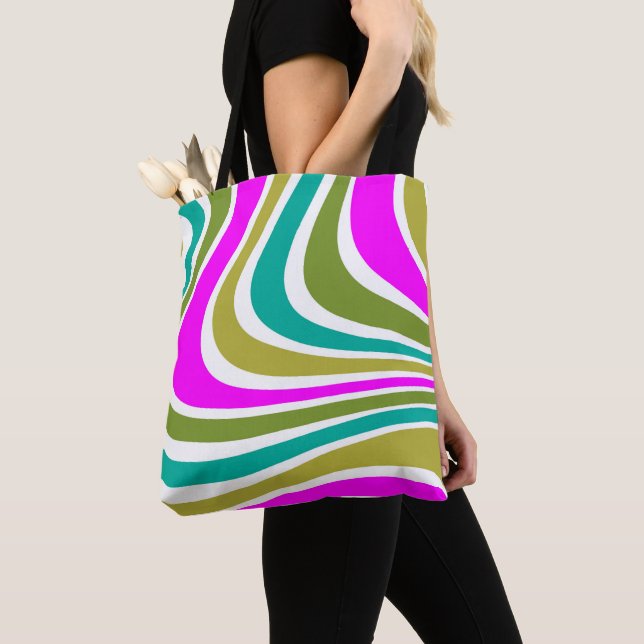 Mod Stripes & Plaids Tote Bag (Close Up)