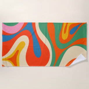 Mod Swirl Retro Trippy Colourful Abstract Pattern Beach Towel