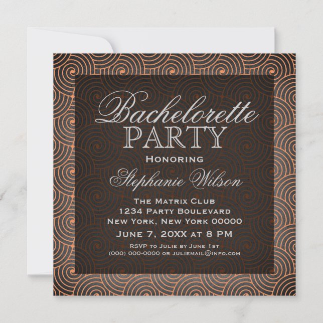 Mod Swirls Bachelorette Party Invite, Orange Invitation (Front)