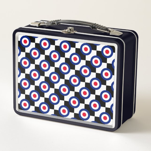 Mod Target Pattern Polka Dots Fashion UK Vintage Metal Lunch Box (Front)