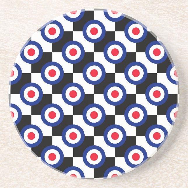Mod Target Pattern Polka Dots Fashion Vintage Coaster (Front)