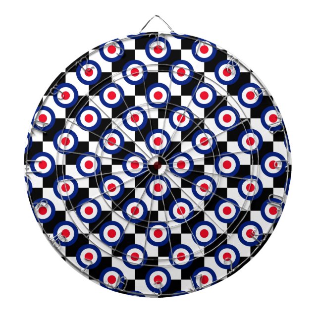 Mod Target Pattern Polka Dots Fashion Vintage Dartboard (Front)
