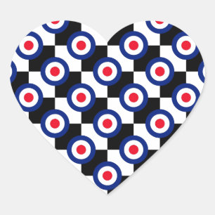 Mod Target Pattern Polka Dots Fashion Vintage Heart Sticker
