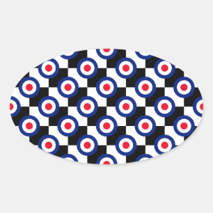 Mod Target Pattern Polka Dots Fashion Vintage Oval Sticker