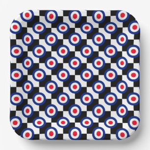 Mod Target Pattern Polka Dots Fashion Vintage Paper Plate