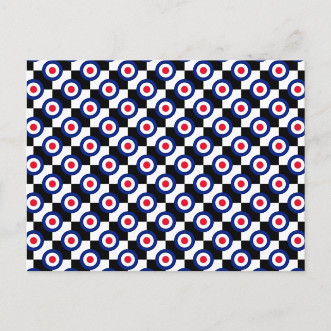 Mod Target Pattern Polka Dots Fashion Vintage Postcard (Front)