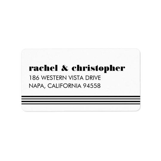Mod Typography Black and White Stripe Return Address Label