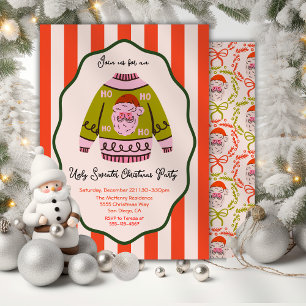Mod Ugly Sweater Christmas Party hand drawn Invitation