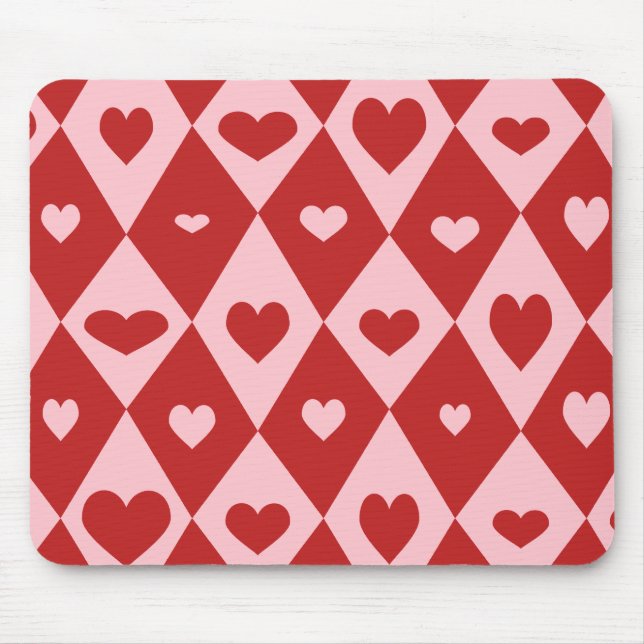 Mod Valentine Hearts Mouse Mat (Front)