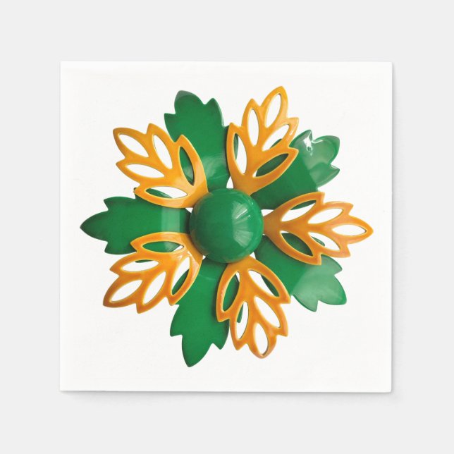 MOD Vintage Flower Brooch Summer Birthday Retro Napkin (Front)