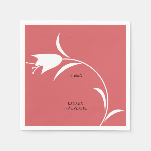 MOD WHITE TULIP WEDDING NAPKIN (Front)