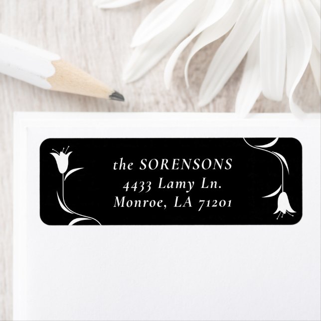 MOD WHITE TULIP WEDDING Return Address Label (Insitu)