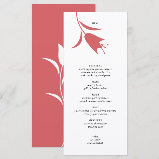 MOD WINE TULIP WEDDING MENU (Front/Back)