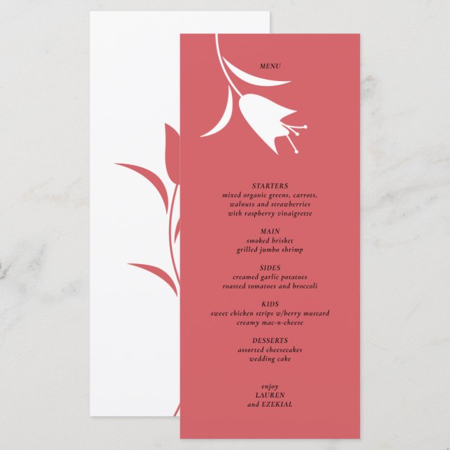 MOD WINE TULIP WEDDING MENU (Front/Back)