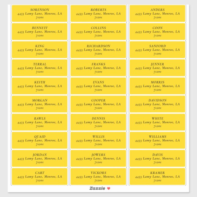 MOD YELLOW TULIP WEDDING Address Labels (Sheet)