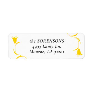 MOD YELLOW TULIP WEDDING Return Address Label